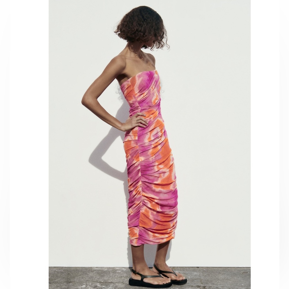 Zara PRINT DRESS WITH TULLE - Picture 12 of 16